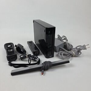 Nintendo Wii Console Black RVL-001 w/ Controller + Cables Tested
